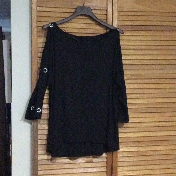 Cable & Gauge Tops - Cable & Gauge Black Cold Shoulder Blouse